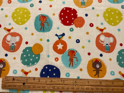 Kids Whimsical Animal fabric stars polka dots elephant tiger lion bear OOP - Picture 3 of 5