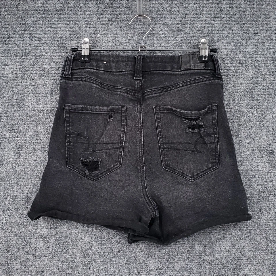 American Eagle Shorts Women 4 Black Super High Rise Shortie Next Level Stretch — 第 2/4 张图片