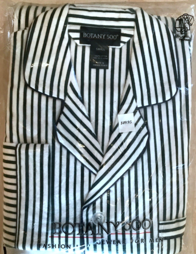New Vintage Botany 500 Men Small Flannel Pajamas Set green stripes 100% Cotton