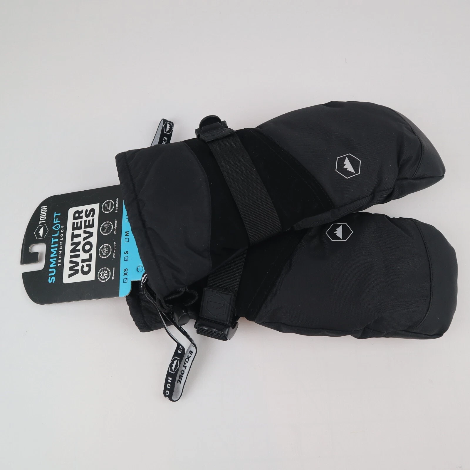 Tough Outdoors Winter Ski Mittens Adult Snow Mitts Waterproof Gloves Black XS/S