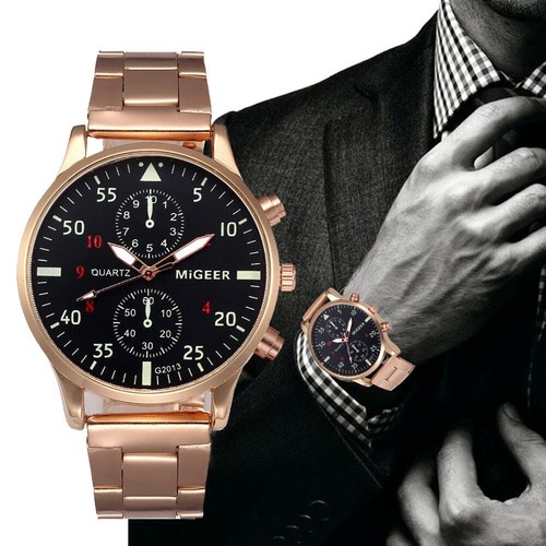 Orologio Uomo MIGEER Oro Rosa Di Lusso Molto Elegante Analogico Quarzo  Acciaio | eBay