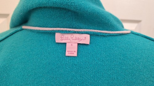 Lilly Pulitzer Open Front Cardigan Sweater Teal 100% Cashmere Size: S - Picture 8 of 9