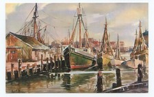 Sea Dock James Murray Watercolor Boat Art Postcard