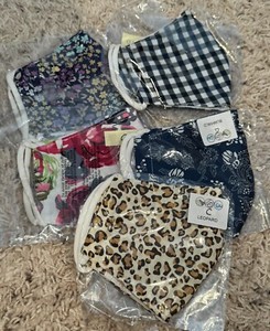 Youth Face Mask Cloth Washable Filter Pocket, Wire, Lot Of 5 Child Size Masks