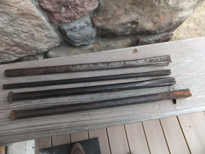 4 Vintage Masonary Concrete Cement Breaking Chisels - Vulcan, Diamond, Star (2)