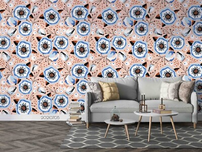 3D Flower Flora Watercolor Pattern Wallpaper Wall Murals Removable Wallpaper