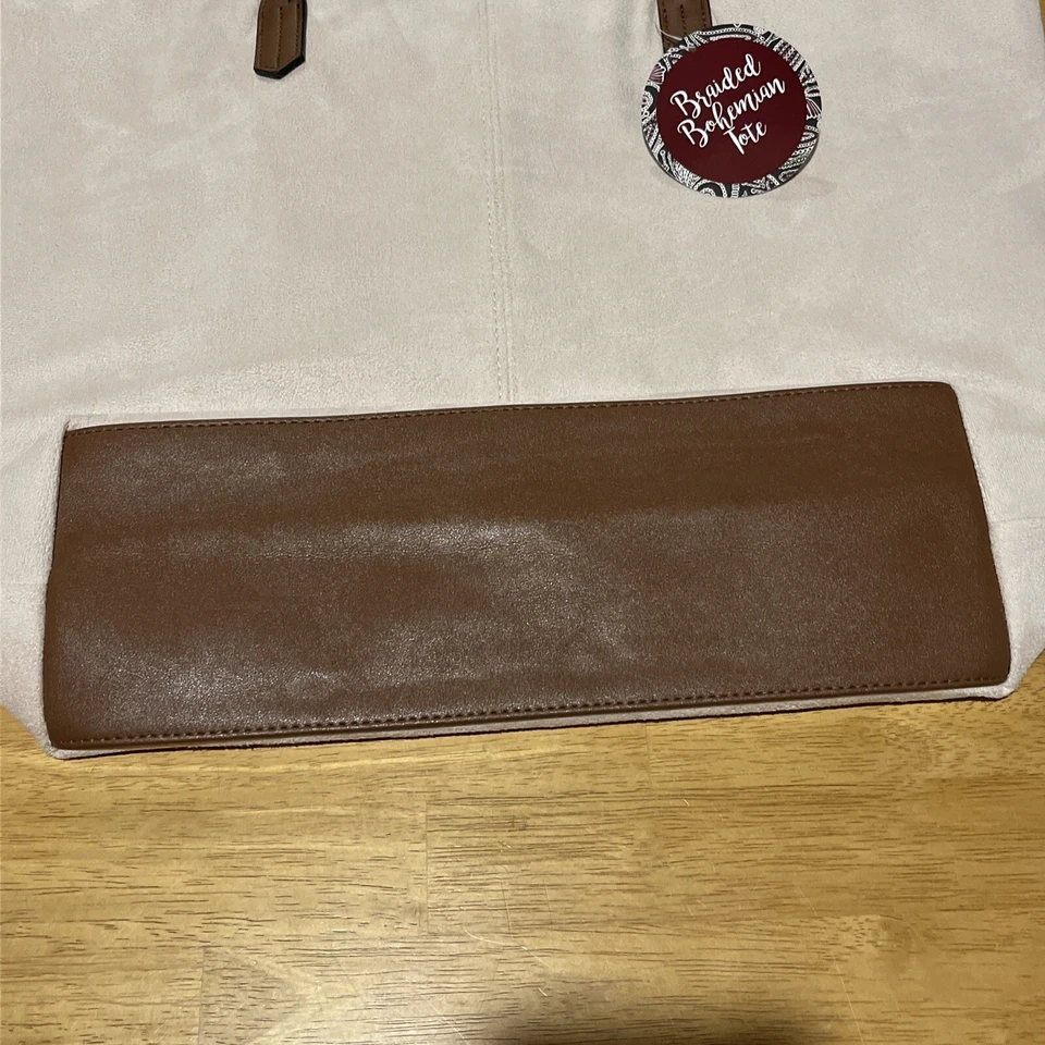 Arcadia Beauty Labs Braided Bohemian Tote Bag Purse Off White 314975. 18x11x5 - Image 2 of 4