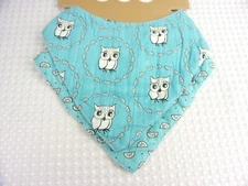 2 Pack New SUGAR BOOGER Lil' Bitty Bibs / Drool Cloth - Blue Meadow Owl