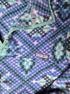 Patagonia 1992 Mosaic Synchilla Snap-T Fleece Sweater Vtg Sz S