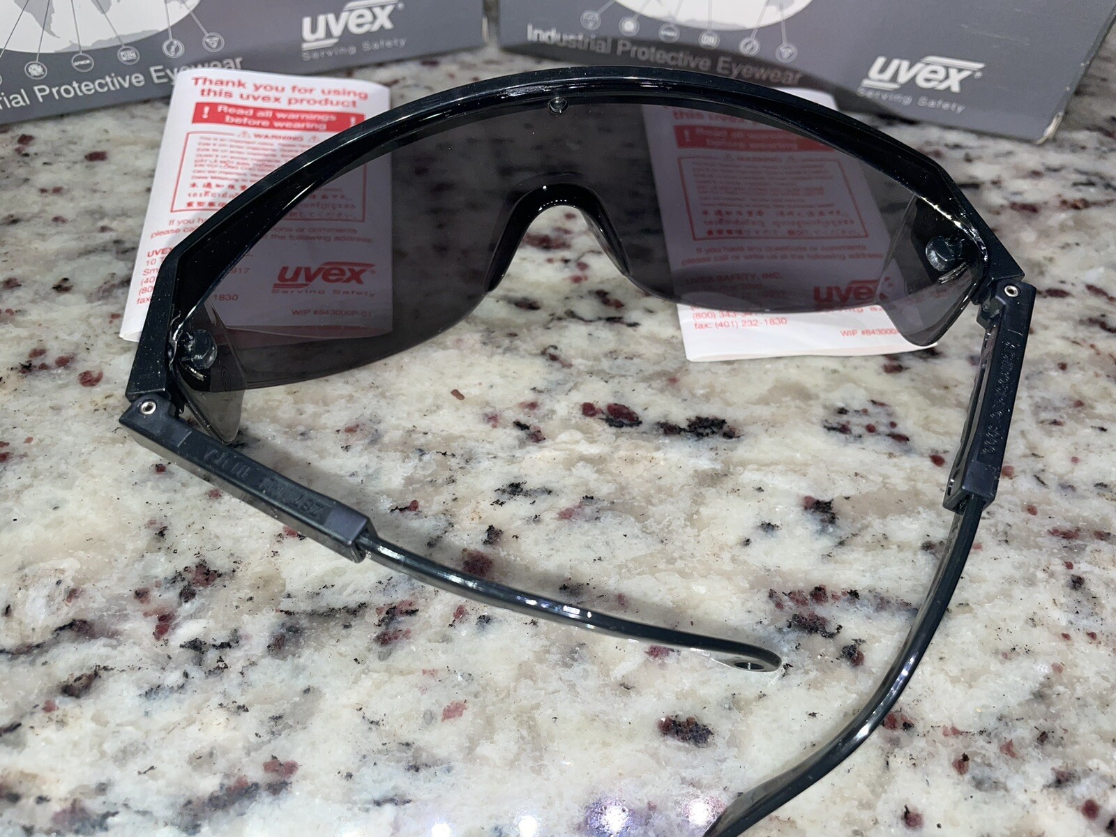 9 Pair New UVEX Astrospec 3000 Safety Glasses Black Frame Gray Lens