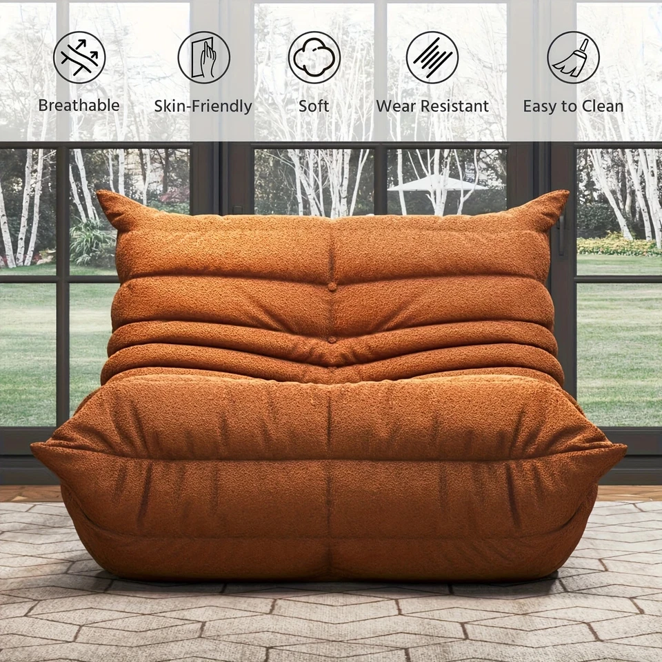 Caterpillar Lazy Sofa 1 to 3 Seats Beanbag Chair Floor Sofa Nap Couch Tatami Bed - Image 3 of 4