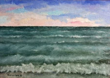 Seascape Steel Baltic Original Oil Painting Cardboard 10x14 Hand painted YSArt