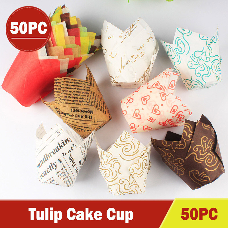 Cupcake Liners Cup Paper Tulip Baking Wrapped Case Cake Muffin Cup Box-image