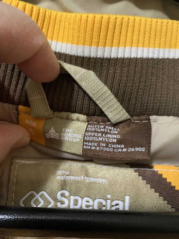 Chaqueta de Snowboard Mezcla Especial Hombres Pequeño Abrigo Marrón Impermeable 15k Capucha Piel Sintética Foto 3 de 4