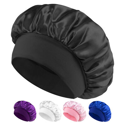 Satin-Haube, Seidenhaube zum Schlafen, atmungsaktive, elastische Duschhaube mit