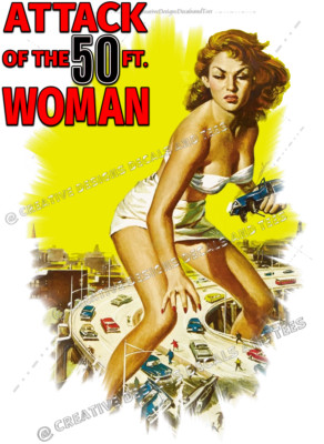 Attack of the 50 Ft. Woman Classic Horror 1958 Movie Vintage Look T-Shirt Sm-2XL