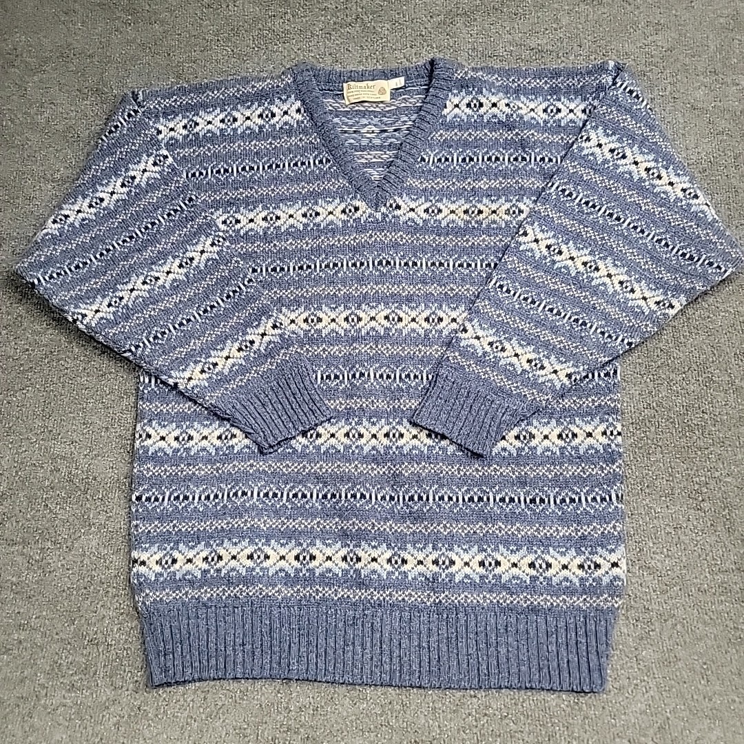 Kiltmaker Pure New Wool Pullover Sweater Size 44 In Made In Scotland Blue
