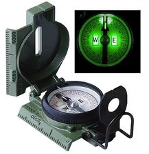 G.I. Phosphorescent Lensatic Military Compass OD Glow In Dark US Made Compasses
