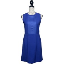 Madewell Dress Women’s Size 2 Royal Blue Sleeveless Tuxedo Pleat Front Fit Flare