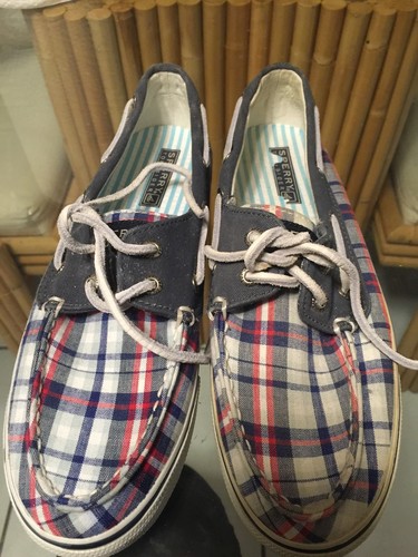 Zapatos, Para Mujer. Sperry top-siders, a cuadros (rojo, blanco, azul)  Talla 7M | eBay