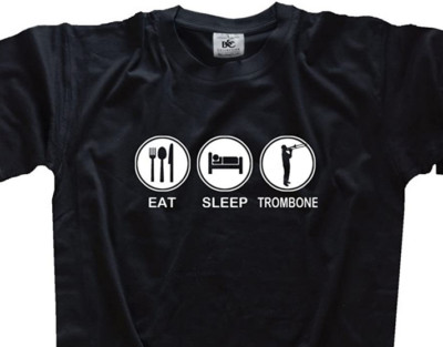 Eat Sleep Trombone Posaune Blasmusik Jazz Ska Konzert Orchester Band T-Shirt