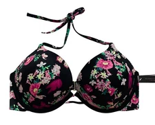 Victoria's Secret Swim Bikini Top Floral Bombshell Add + 2 Cups Push Up 32C