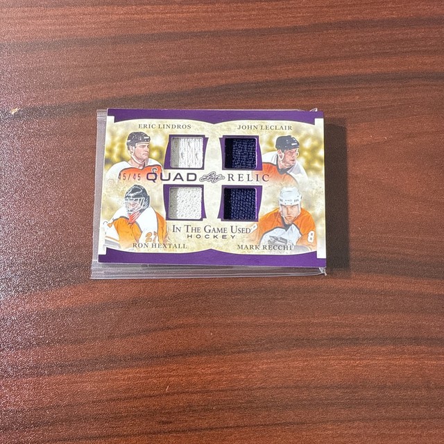2022-23 Leaf ITG Hockey Lindros LeClair Hextall Echo Quad Relic Patch 45/45 SP