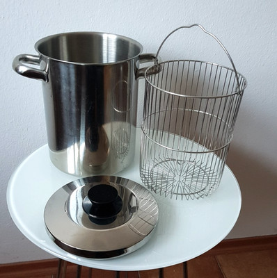 ELO-Spargeltopf mit Deckel und Korbeinsatz, Edelstahl, Elektro, 22 cm H, Ø 16 cm