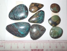 Turquoise Stone Flat Free Form Cabochon 171.5 Carat 8 pieces 34.3 gram