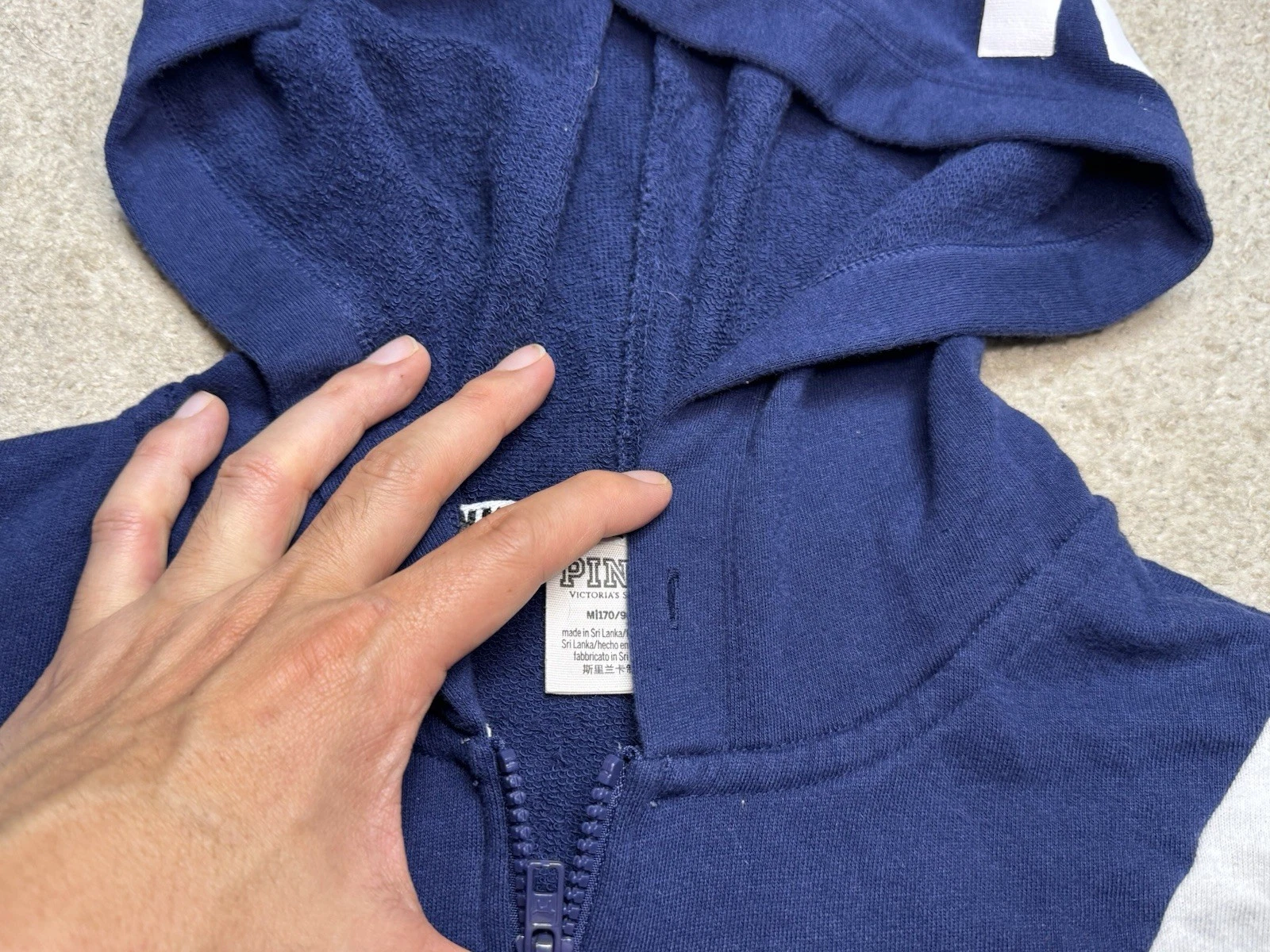 UNDERCOVER Felpa rosa Victoria's Secret con cappuccio zip intera donna blu medio NO STRINGHE