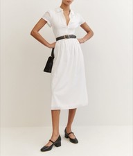 Women Reformation Collared Short Sleeve A-line Midi Dress Size US 4