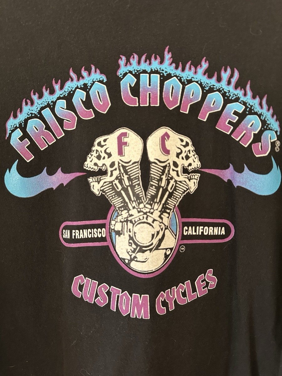 Vintage Frisco Choppers Long Sleeve Flames T-Shirt Blue Flames XL