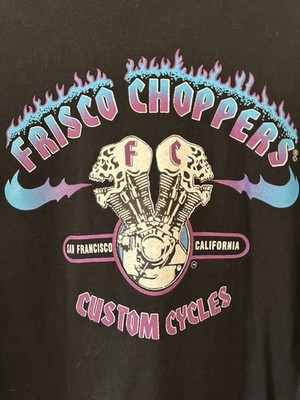 Vintage Frisco Choppers Long Sleeve Flames T-Shirt Blue Flames XL