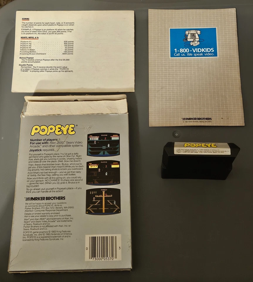 Atari 2600 Popeye CIB Complete Parker Bros Retro VTG - Image 2 of 4