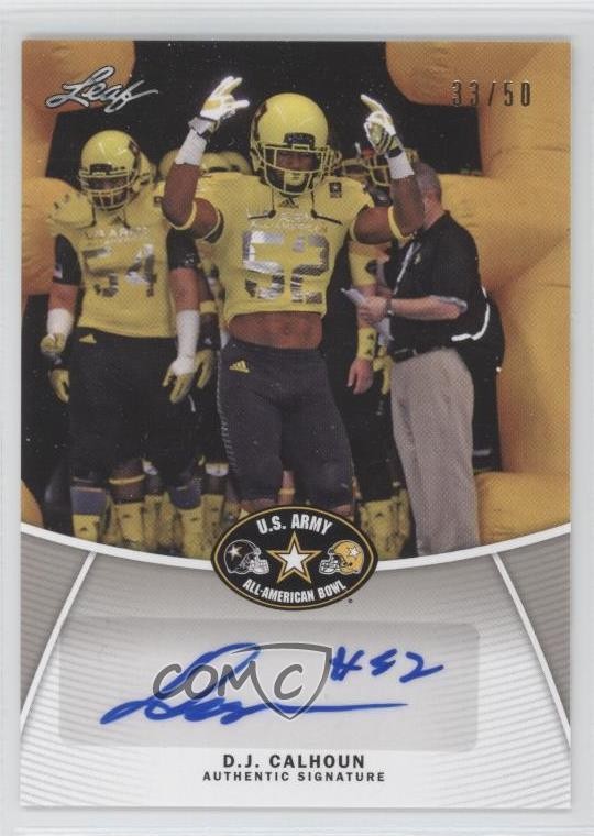 2014 Leaf US Army All-American Bowl Silver 33/50 DJ Calhoun #BA-DC1 Auto 0a1