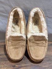 UGG Ansley Women 7 Chestnut Suede Moccasin Slippers Loafer Fleece Lined 1016048
