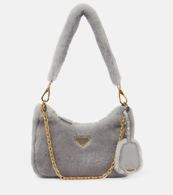 Prada Re-Edition, 3 in 1, Dusty Blue Shearling with Gold Hardware,  Brand New