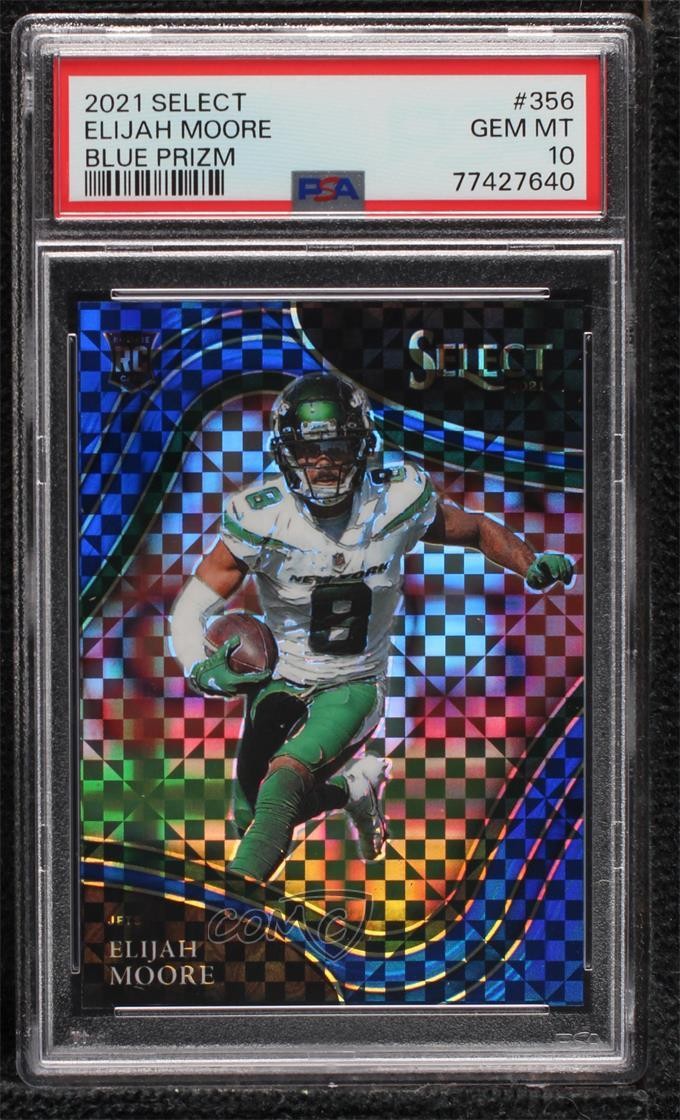 2021 Panini Select Field Level Blue Prizm 3/49 Elijah Moore PSA 10 GEM MT 2l4