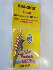 Pro-Shot Bore Brush Bronz Bristles Brass Core for 9mm Pistol NEW (F-1)