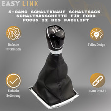 Schaltsack mit Schaltknauf Schalthebel Für Ford Focus II Fiesta VI 5-Gang NEUF!