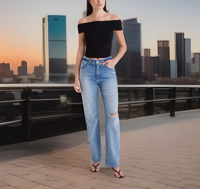 #ad Express Women’s Size M Fitted Ribbed Off The Shoulder Overlay Top. Black. New $12.99