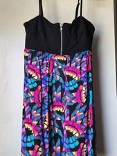 Floral Adjustable Black Zip Bodice Mini Dress