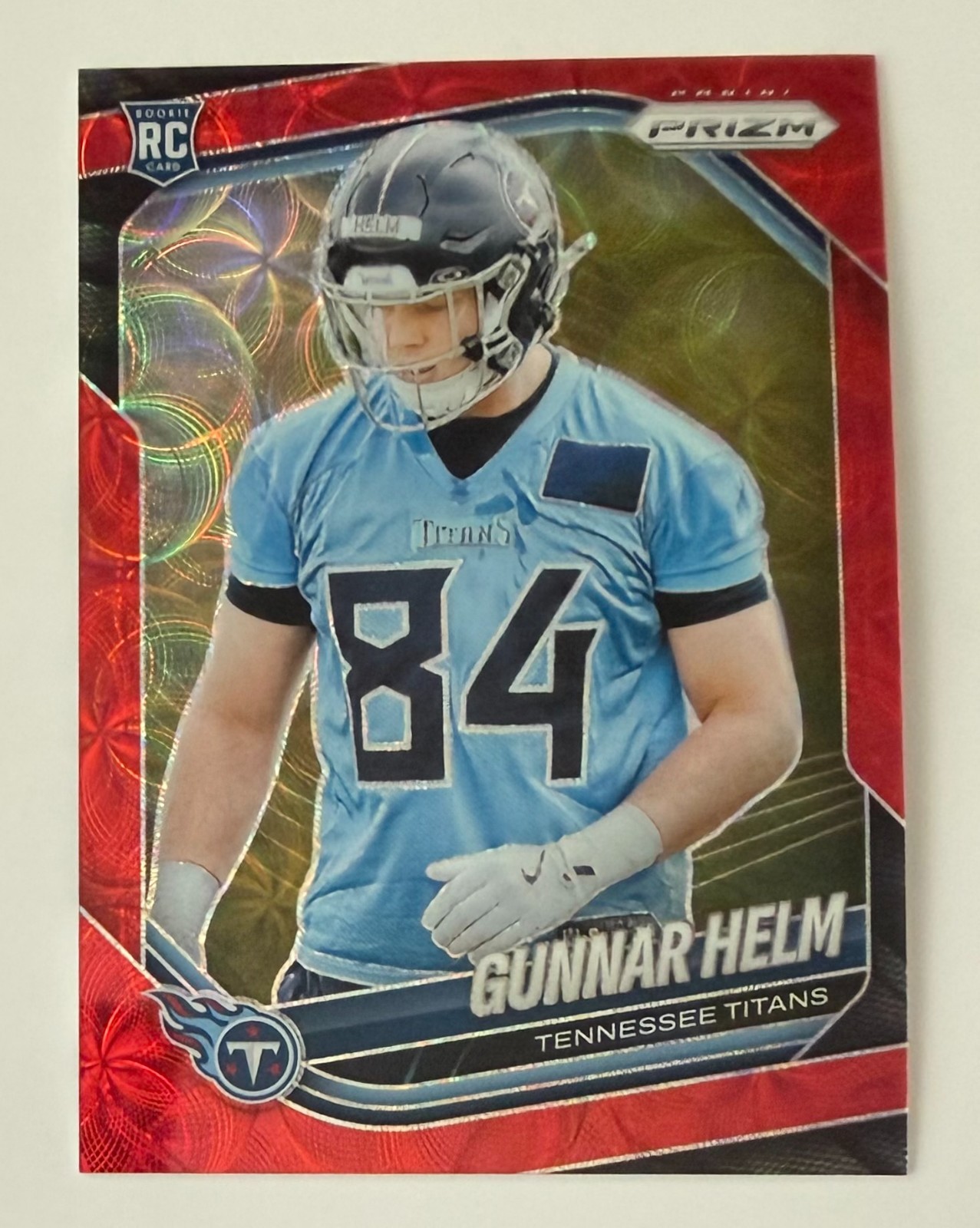 ks 2025 Panini Prizm Choice Gunnar Helm RC #359 Red 7/20 Tennessee Titans