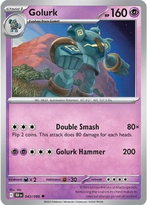 Golurk (043/086) Uncommon NM BLK SV: Black Bolt Pokemon TCG