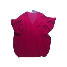 Halston Heritage Dress Women 14 Red NWT Flutter Sleeve V-Neck Cocktail HPC152262