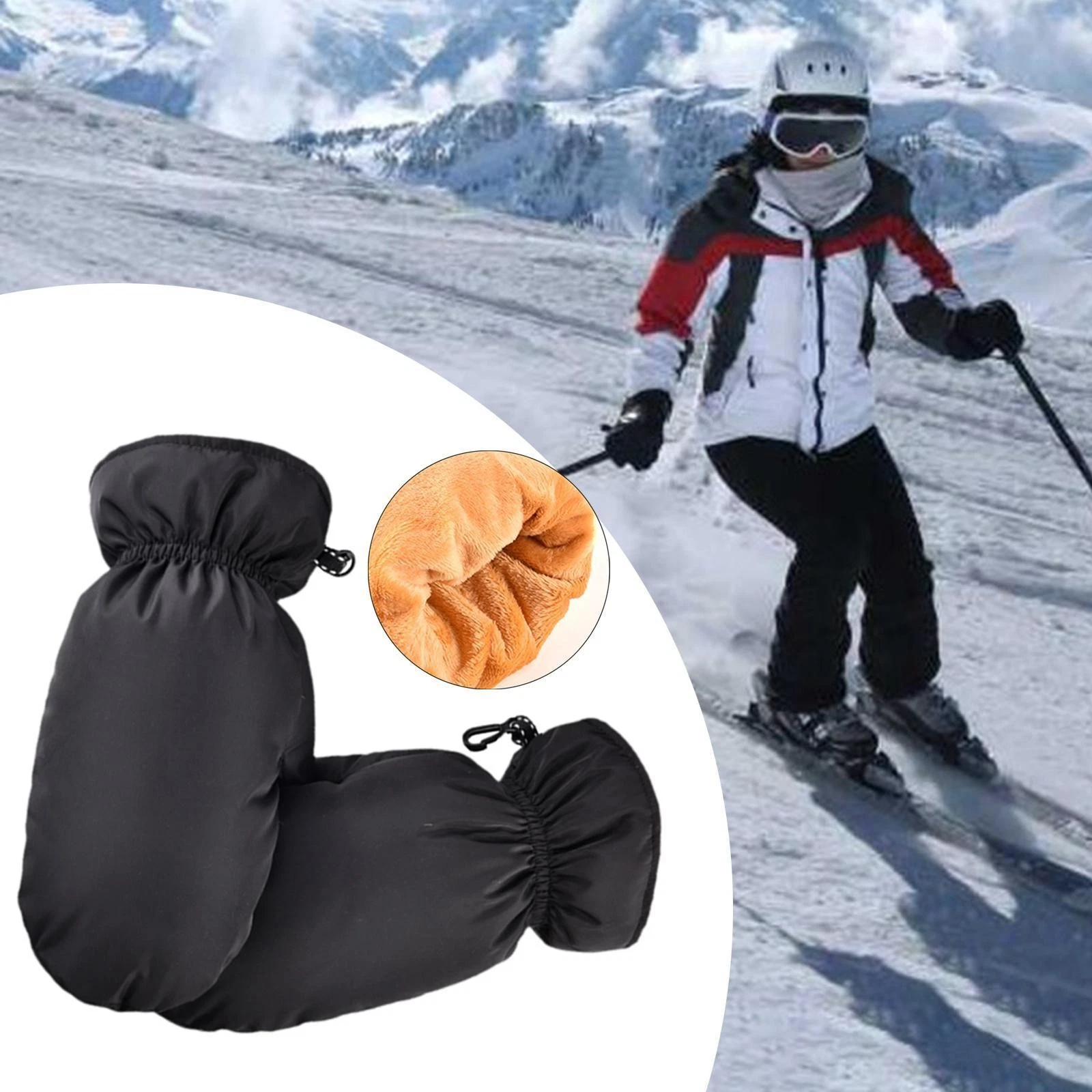 Down Mittens Cold Weather Thickened Warm Thermal Lightweight Winter Snow Mittens