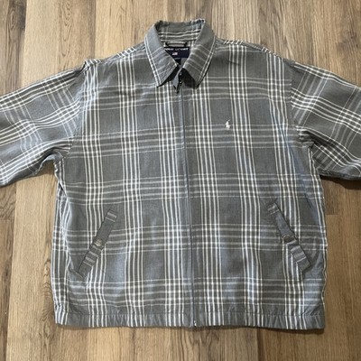 Polo Ralph Lauren Men's Vtg 90s Country Club Plaid Gray White