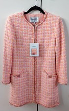 Chanel NWT Tweed Jacket Coat Dress Rare Runway 19C Pink Multicolour CC Logo FR38