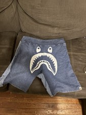 RARE A Bathing Ape BAPE Shark WGM Indigo Sweat Shorts