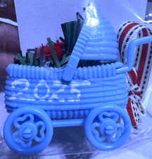 Baby's First Christmas Stroller Ornament with Christmas Floral Insert